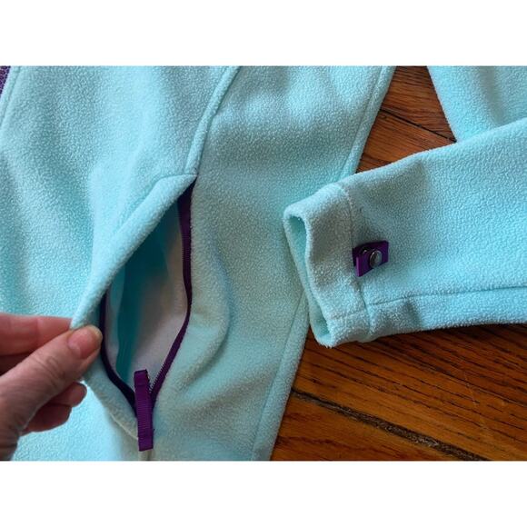 The North Face Soft Fleece Zip Jacket Girls 18 Mint Green Zip Pockets - Picture 7 of 9